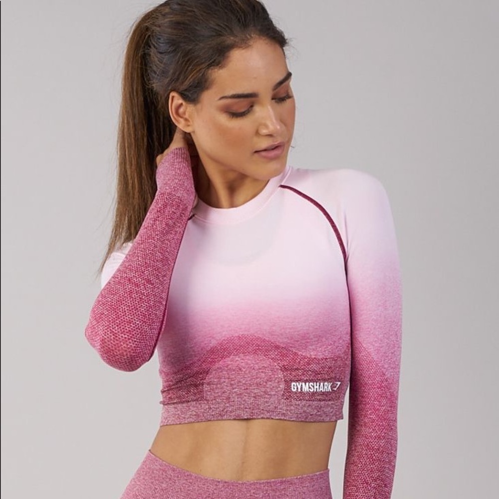 NWT Ombré Seamless Crop Top in Chalk Pink/Beet